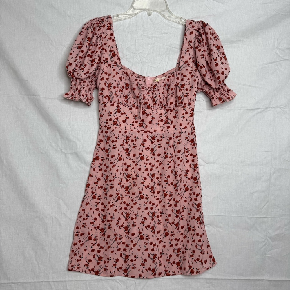 Floral Pink Puff Sleeve Dress